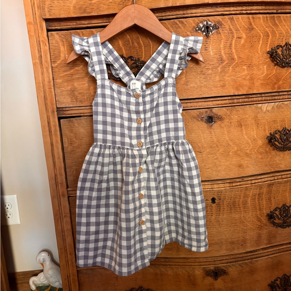 H&M Blue and White Checkered Top